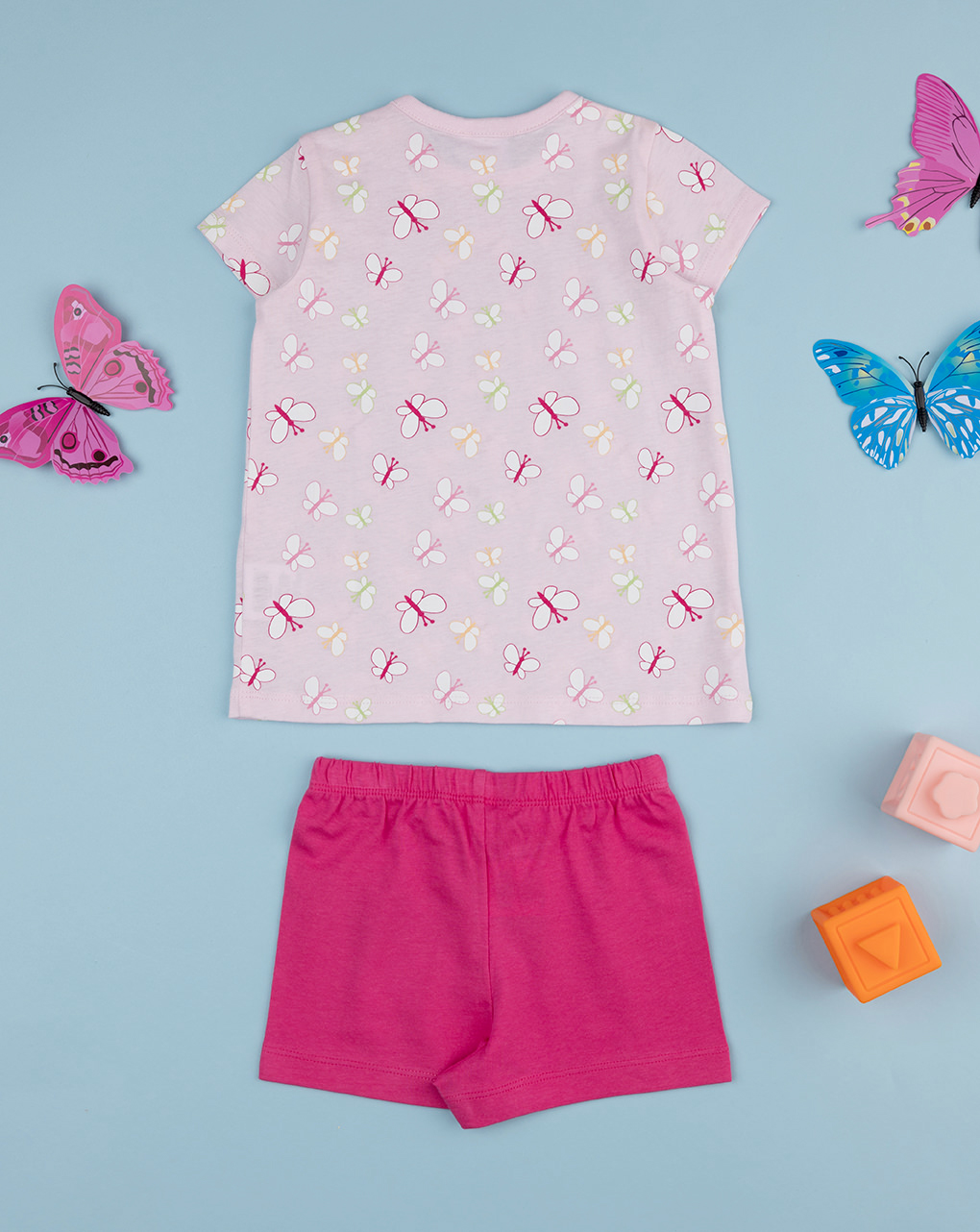 βρεφική πιτζάμα ροζ/φούξια με πεταλούδες για κορίτσι - Prénatal