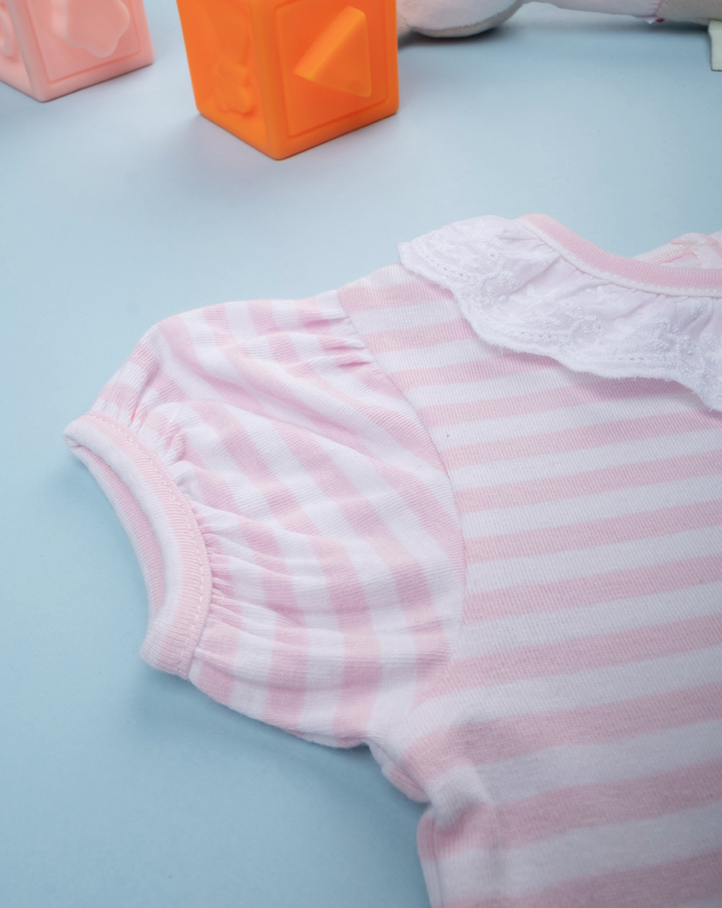 βρεφικό κορμάκι ριγέ ροζ/λευκό sangallo για κορίτσι - Prénatal