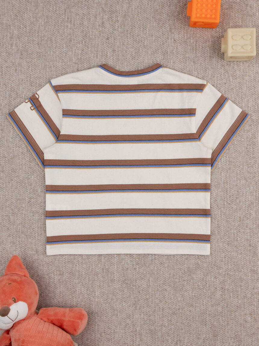 βρεφικό t-shirt μπεζ ριγέ με ελέφαντα για αγόρι - Prénatal