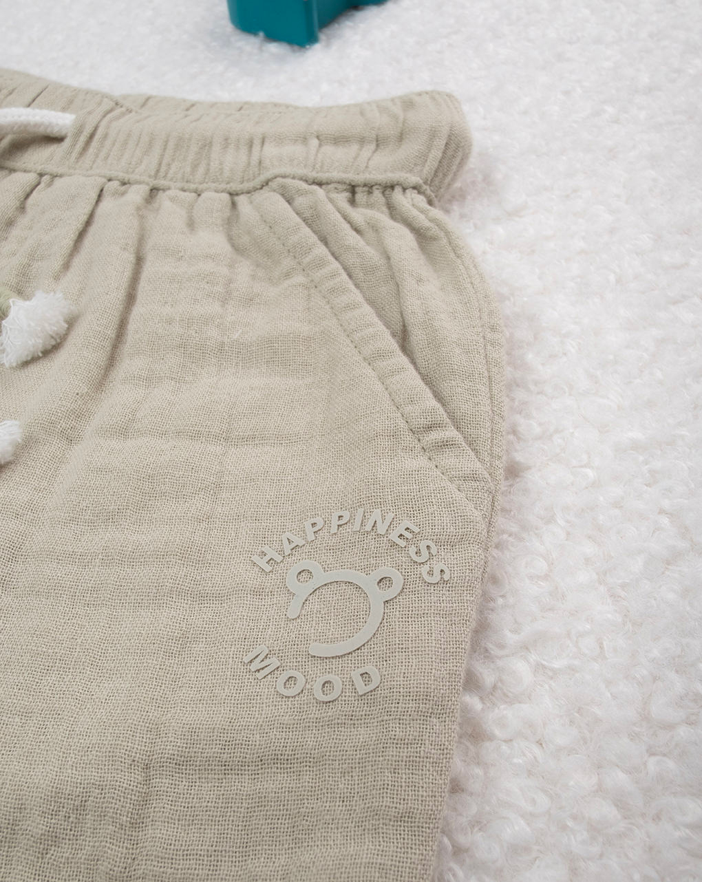 βρεφικό σορτσάκι μουσελίνα λαδί happiness mood για αγόρι - Prénatal