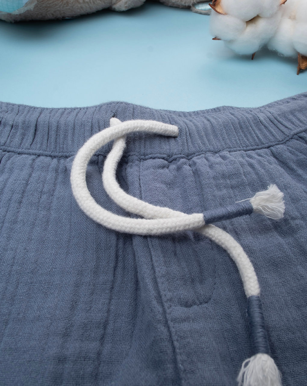 βρεφικό σορτσάκι μουσελίνα μπλε happiness mood για αγόρι - Prénatal