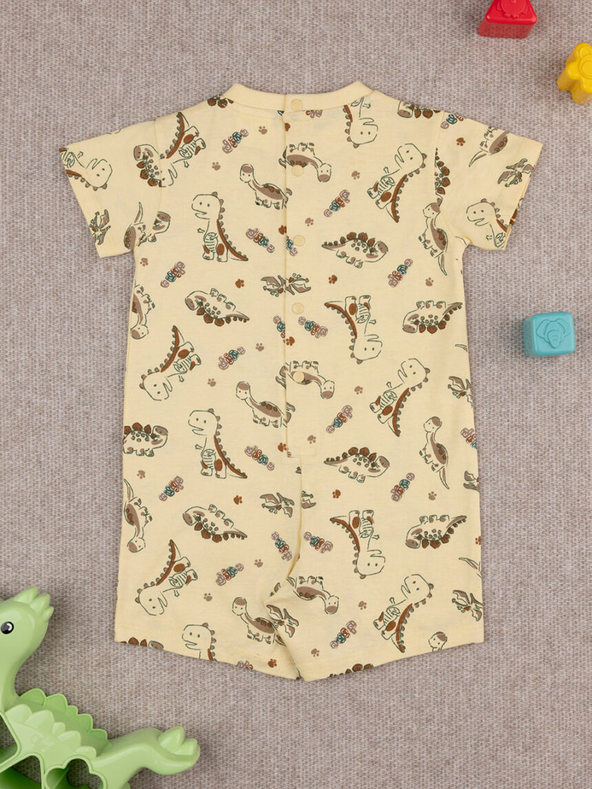 βρεφική ολόσωμη πιτζάμα κίτρινη με δεινόσαυρους για αγόρι - Prénatal