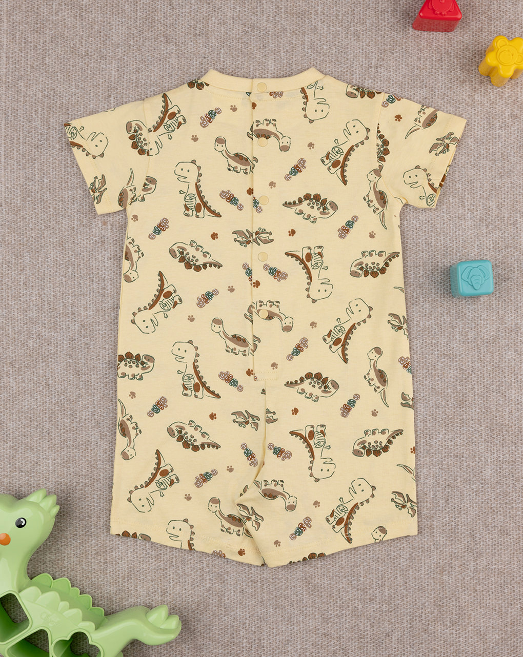 βρεφική ολόσωμη πιτζάμα κίτρινη με δεινόσαυρους για αγόρι - Prénatal