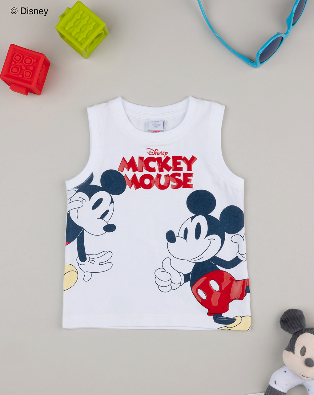 βρεφική αμάνικη μπλούζα λευκή mickey για αγόρι - Prénatal