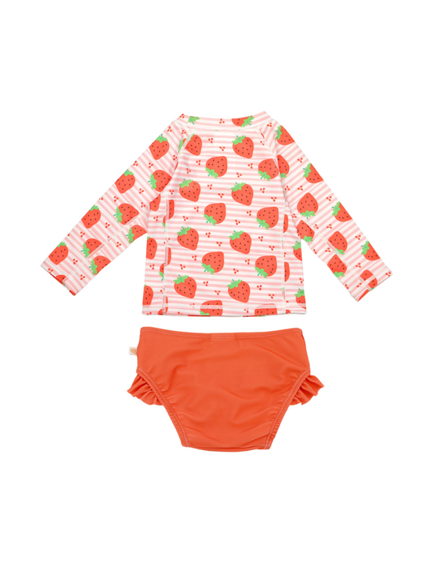 Zoocchini σετ uv μαγιό και μπλούζα strawberry 6 μηνών - 4 ετών zoo16404 - Zoocchini