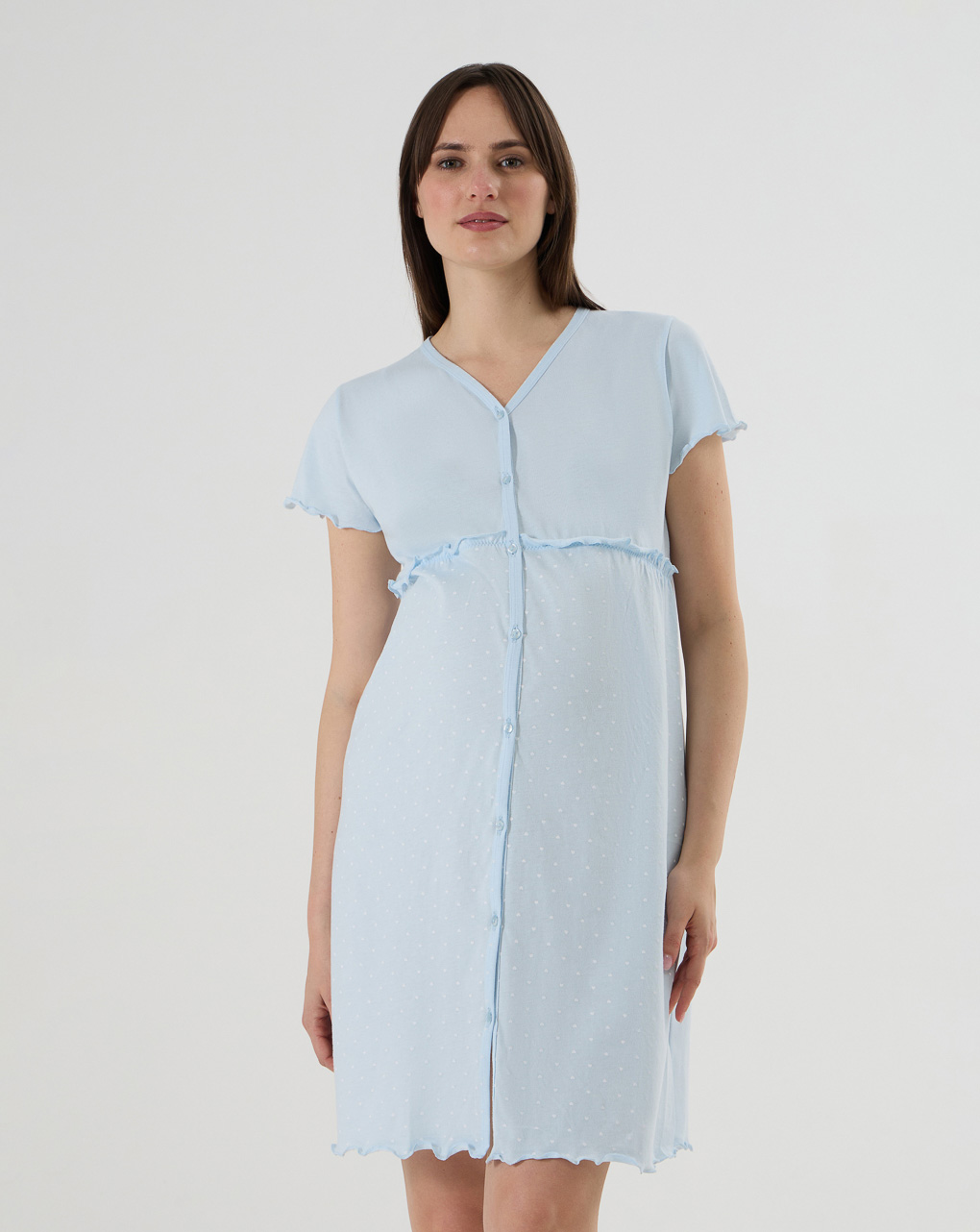 γυναικείο νυχτικό εγκυμοσύνης/θηλασμού γαλάζιο πουά - Prénatal