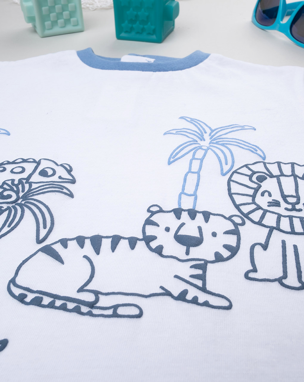 βρεφικό t-shirt λευκό/μπλε savana για αγόρι - Prénatal