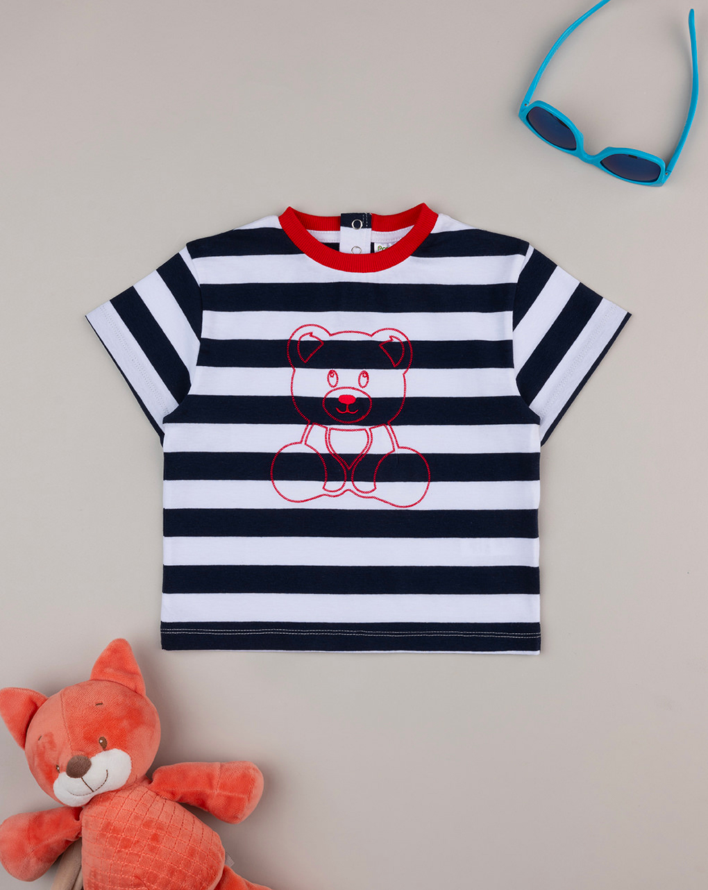 βρεφικό t-shirt ριγέ teddy για αγόρι - Prénatal