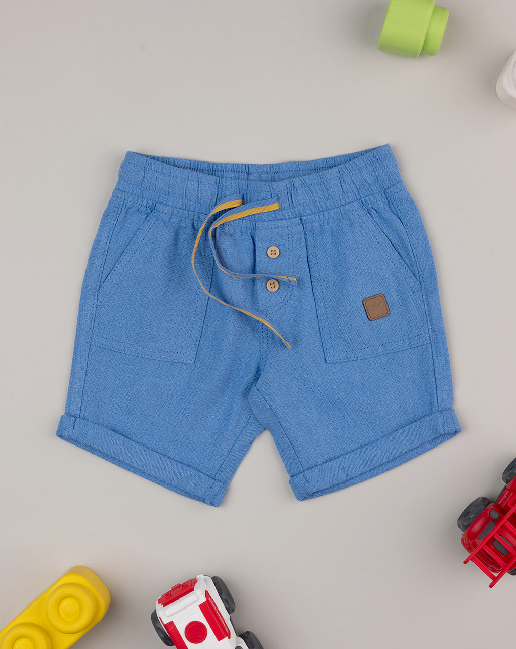 βρεφική βερμούδα λινή μπλε για αγόρι - Prénatal