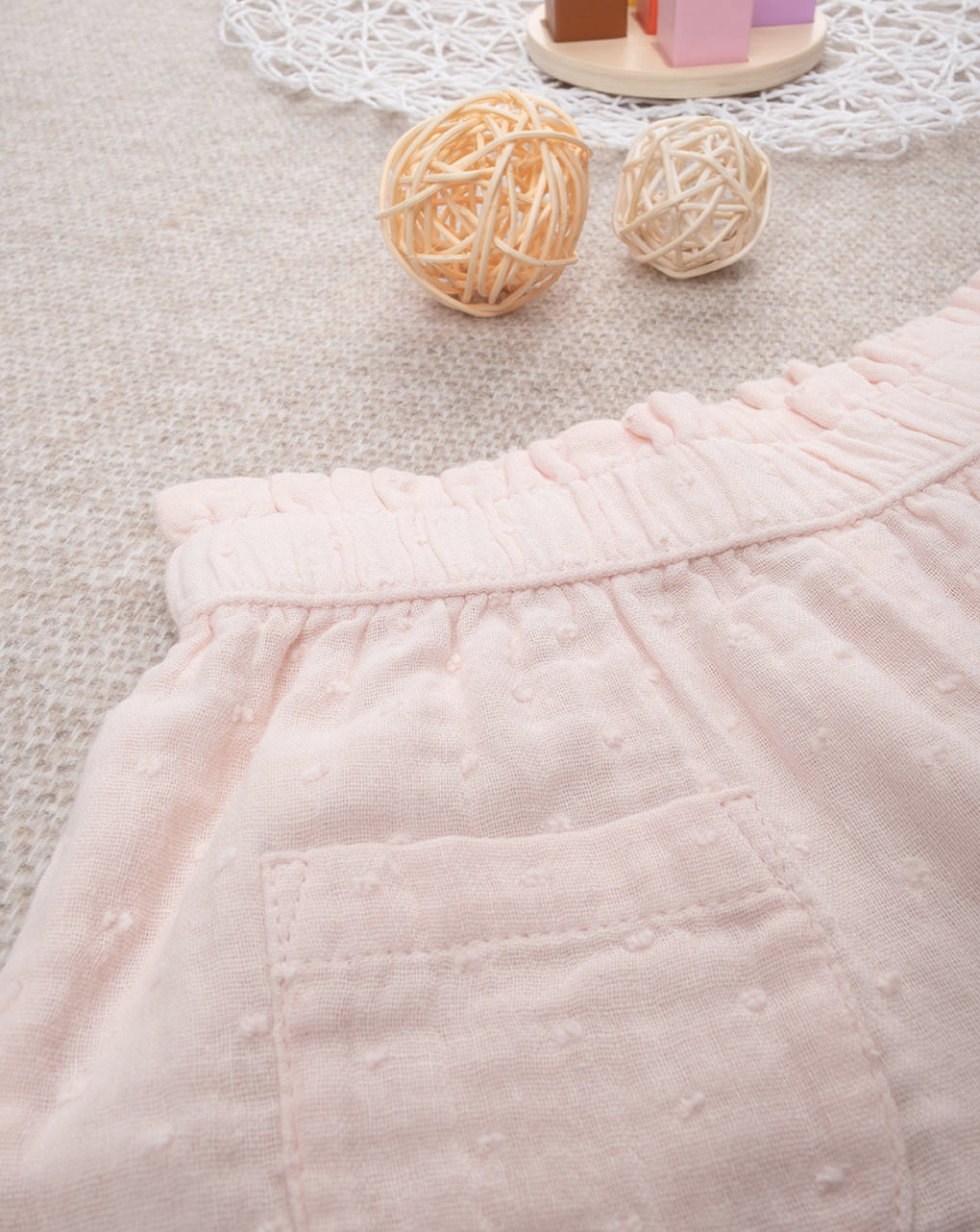 βρεφικό σορτσάκι ροζ με τσέπες για κορίτσι - Prénatal
