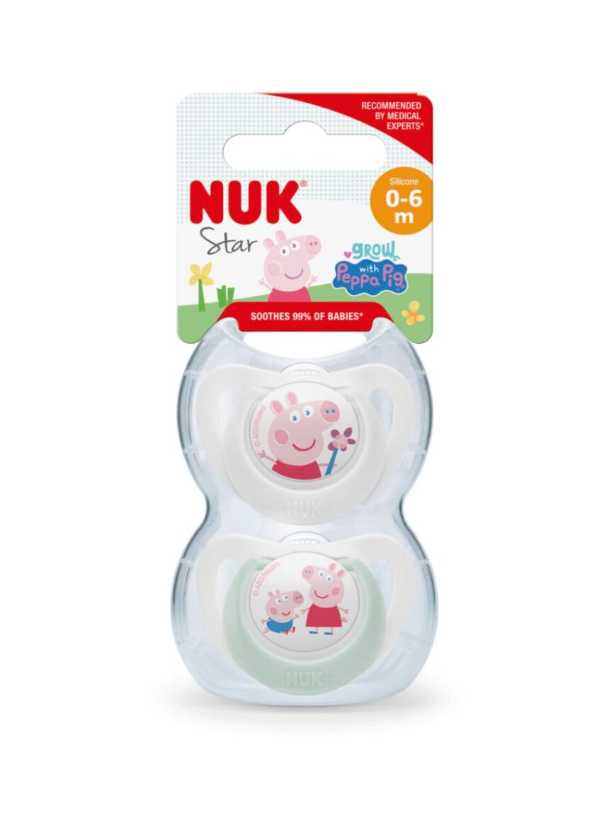 Nuk πιπίλα σιλικόνης star 2τμχ 0-6m peppa pig 10175333 - Nuk