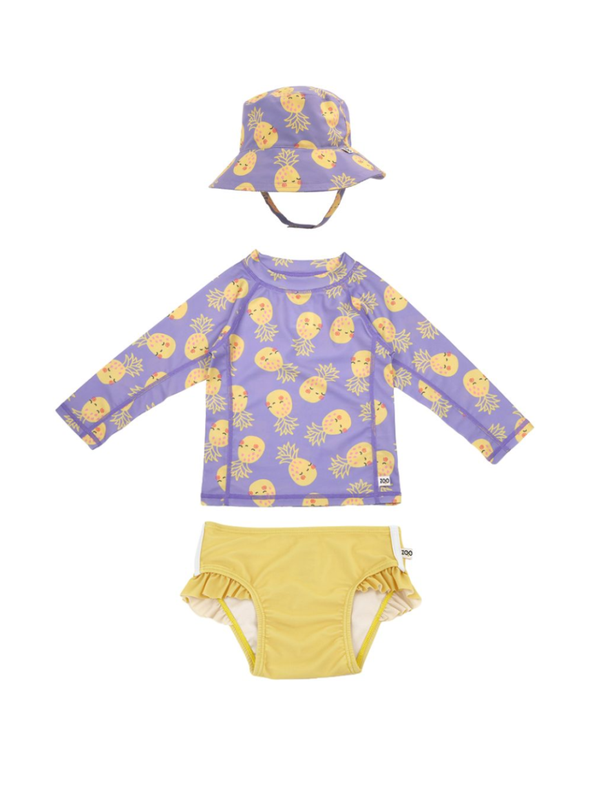 Zoocchini σετ uv μαγιό, bucket καπέλο & μπλούζα pineapple zoo16012 - Zoocchini