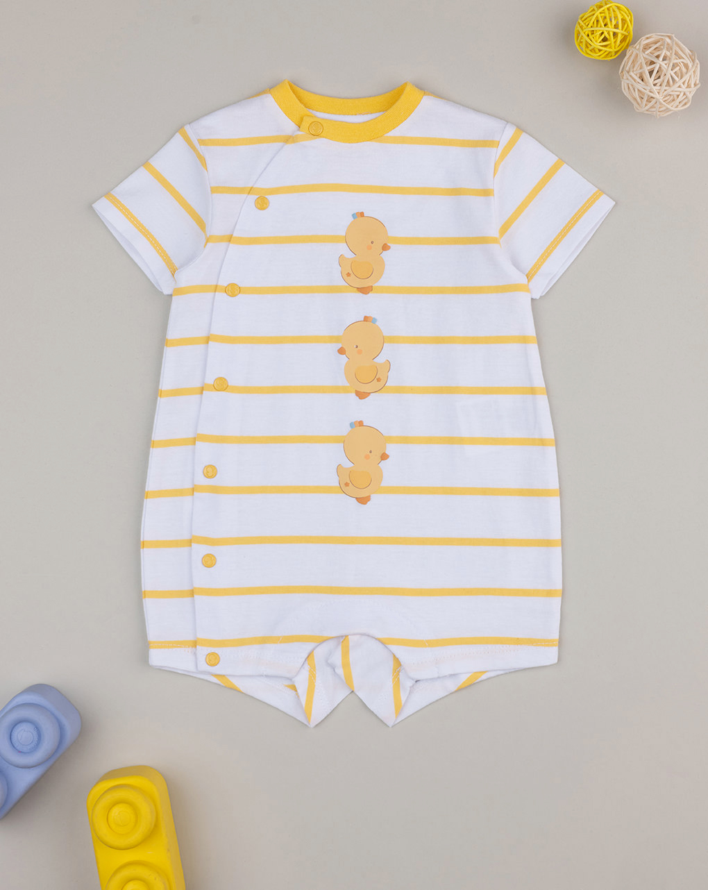 βρεφικό φορμάκι ριγέ κίτρινο baby smile unisex - Prénatal
