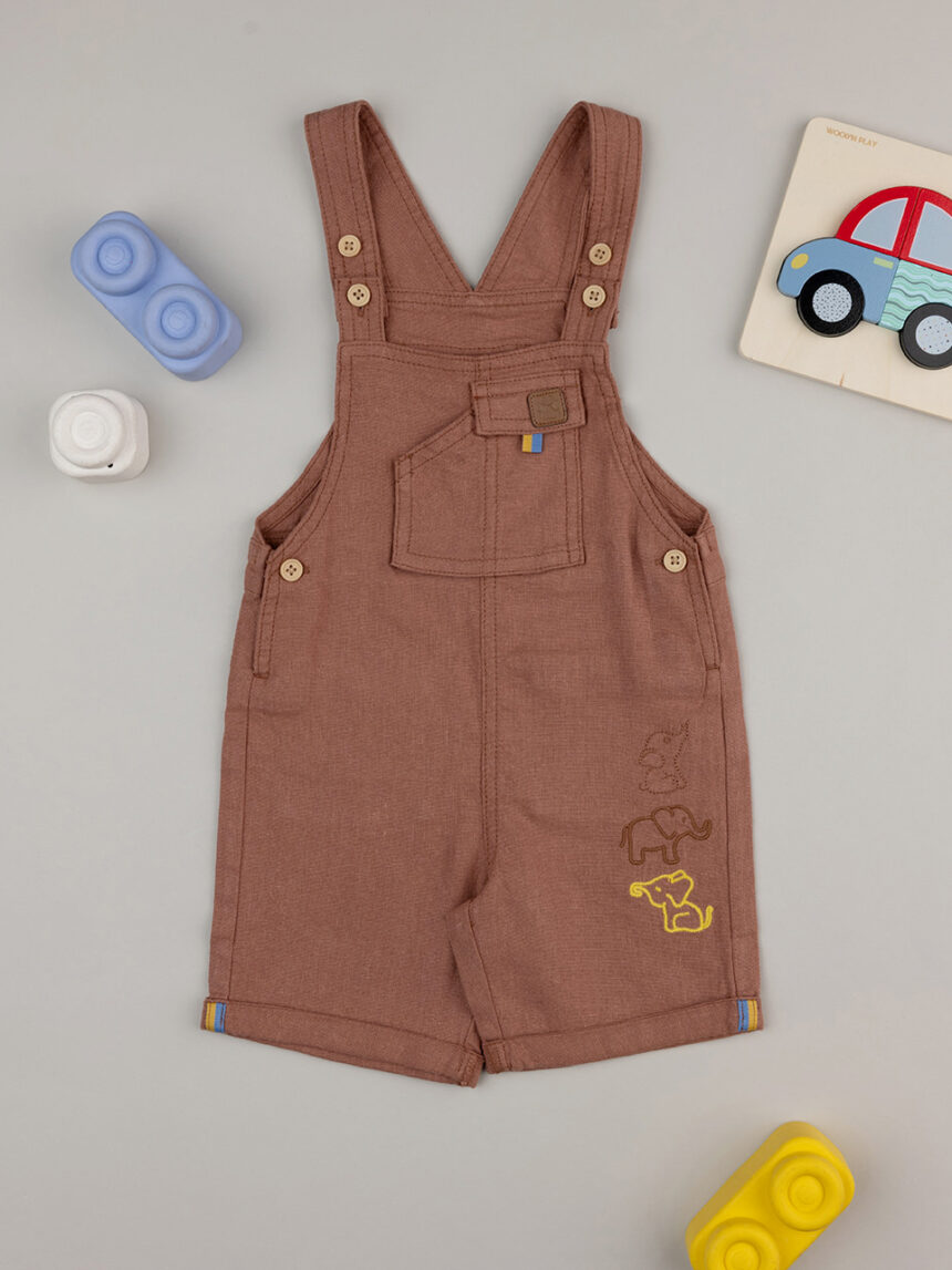 βρεφική σαλοπέτα λινή καφέ savana για αγόρι - Prénatal