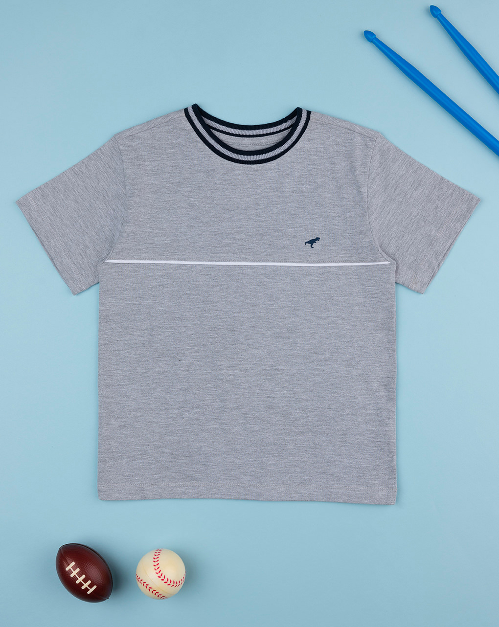 παιδικό t-shirt γκρι με δεινόσαυρο για αγόρι