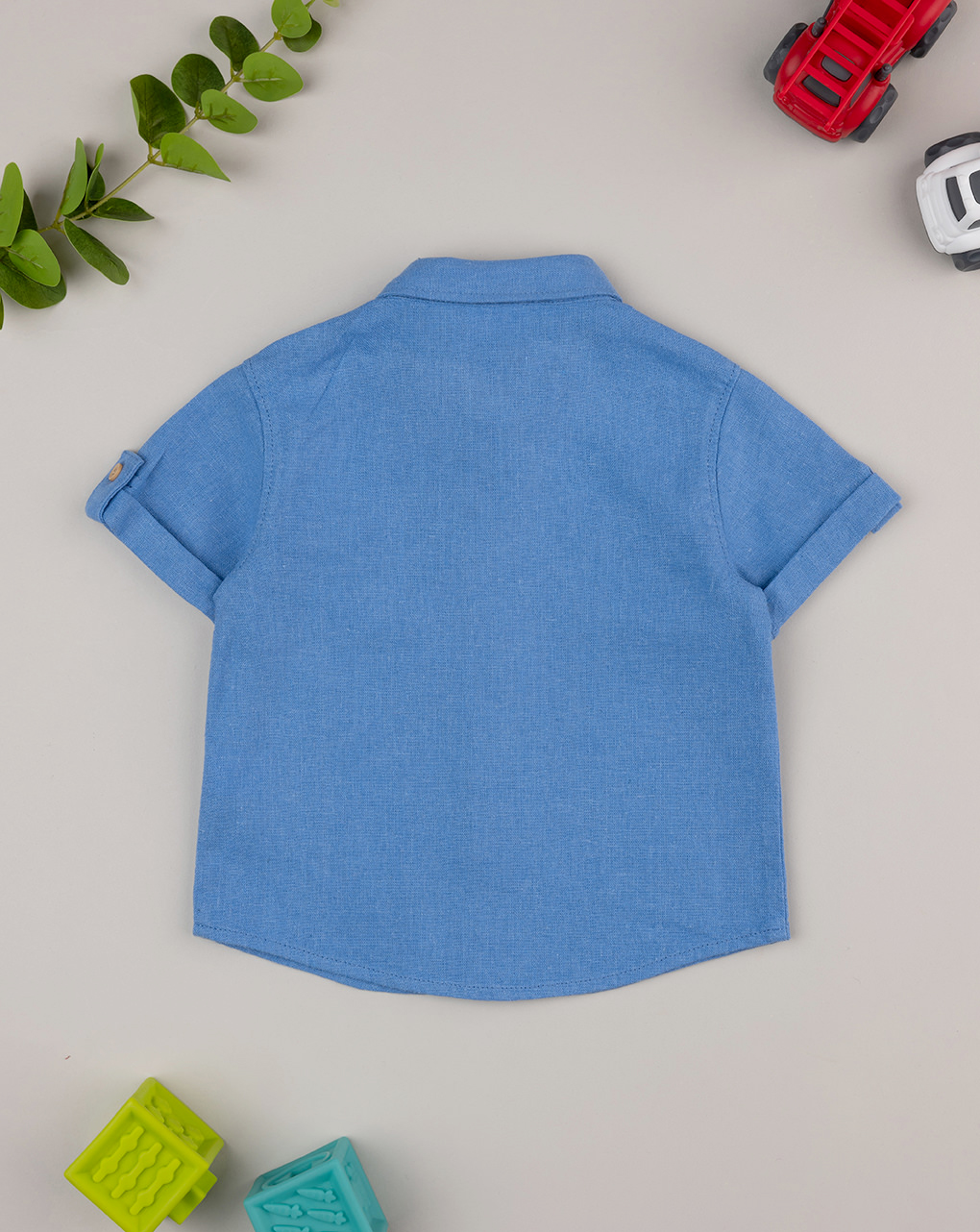 βρεφικό πουκάμισο λινό μπλε για αγόρι - Prénatal