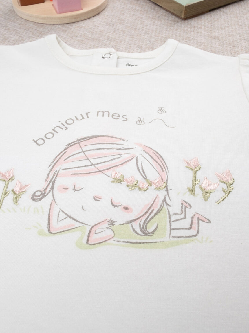 βρεφικό t-shirt λευκό bonjour για κορίτσι - Prénatal