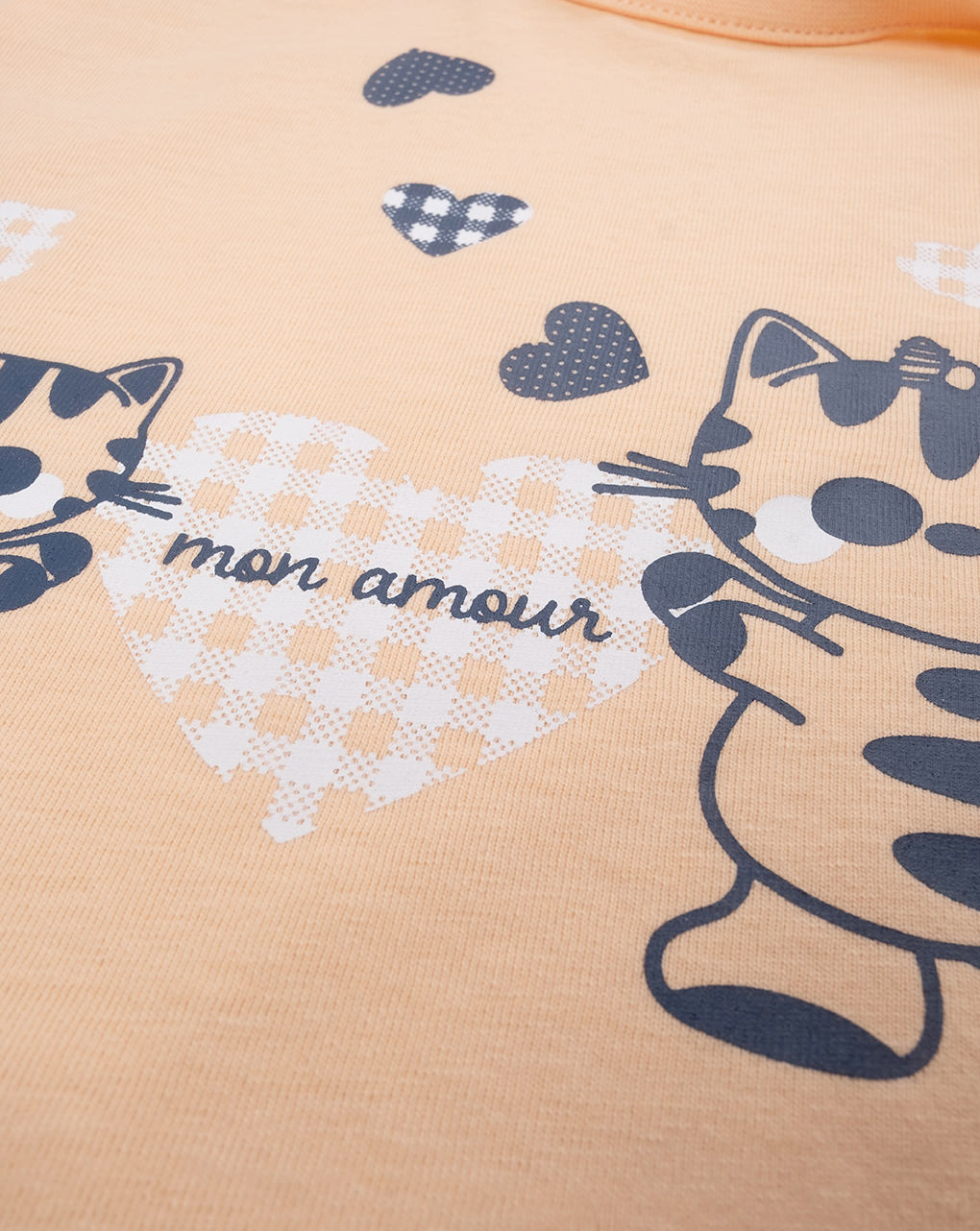 βρεφική πιτζάμα πορτοκαλί/μπλε με γατάκια για κορίτσι - Prénatal