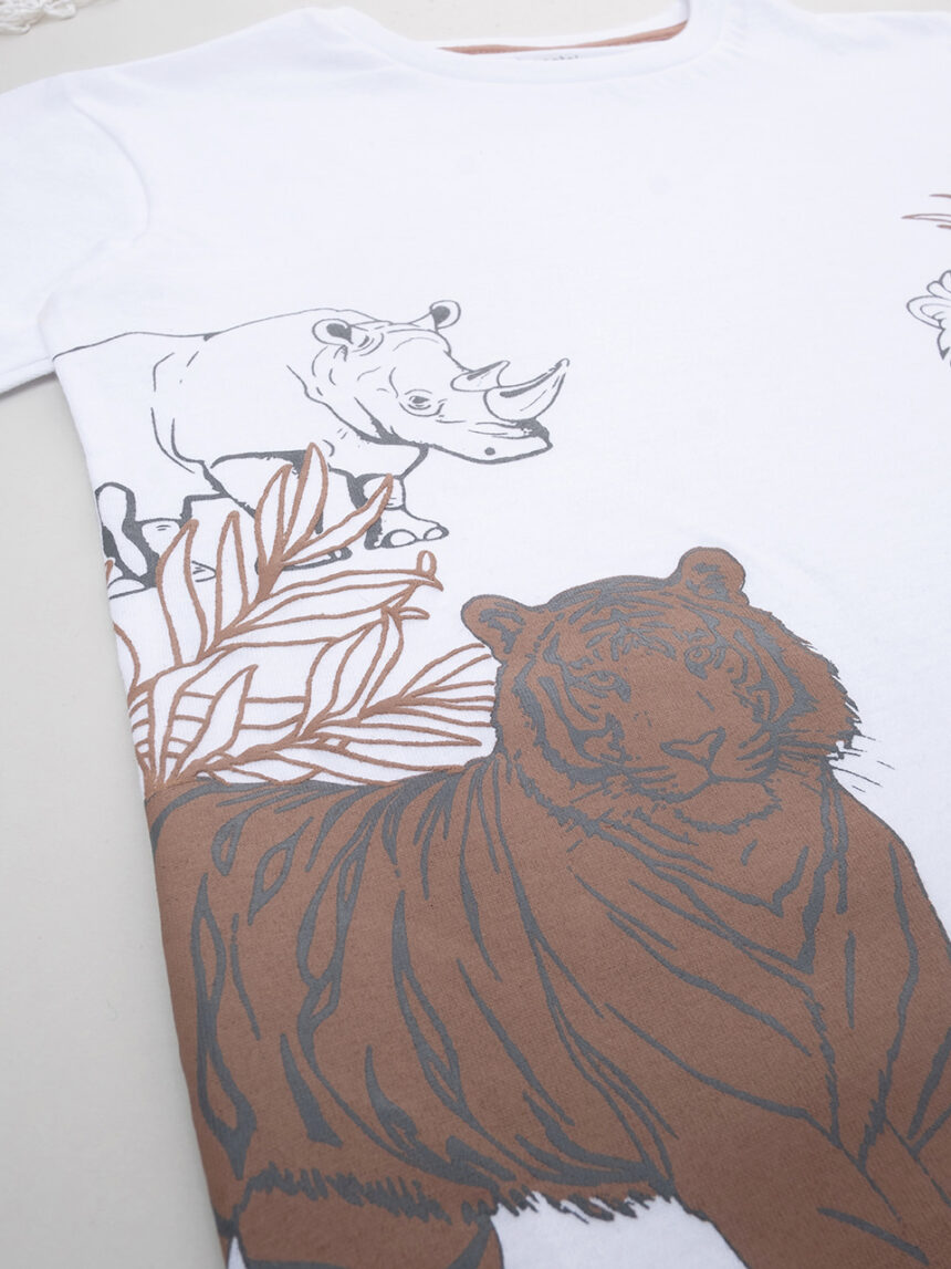 παιδικό t-shirt λευκό/καφέ savana για αγόρι - Prénatal