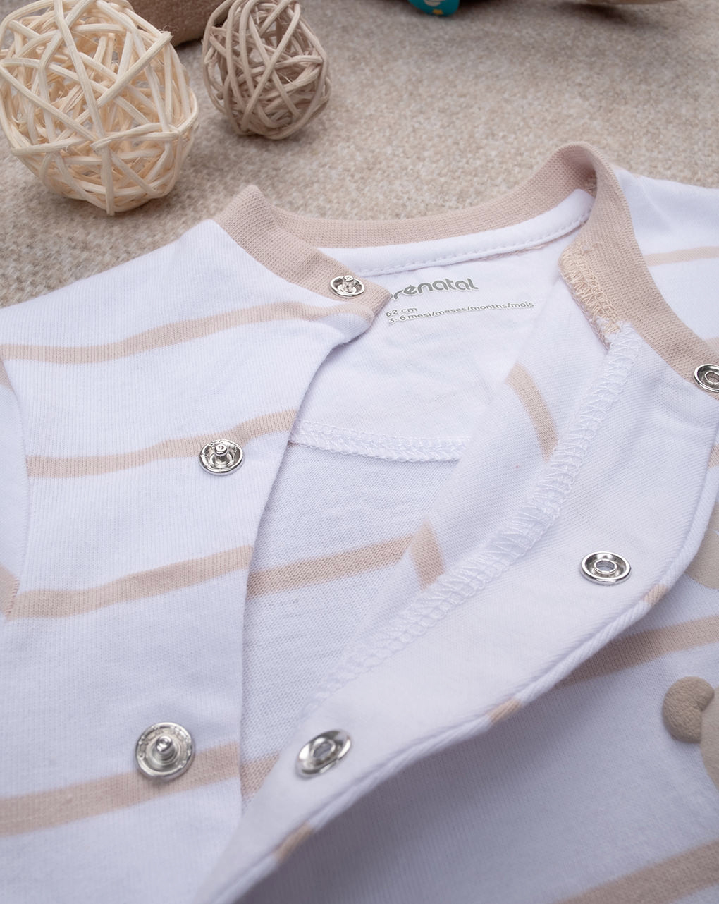 βρεφικό φορμάκι ριγέ καφέ baby smile unisex - Prénatal