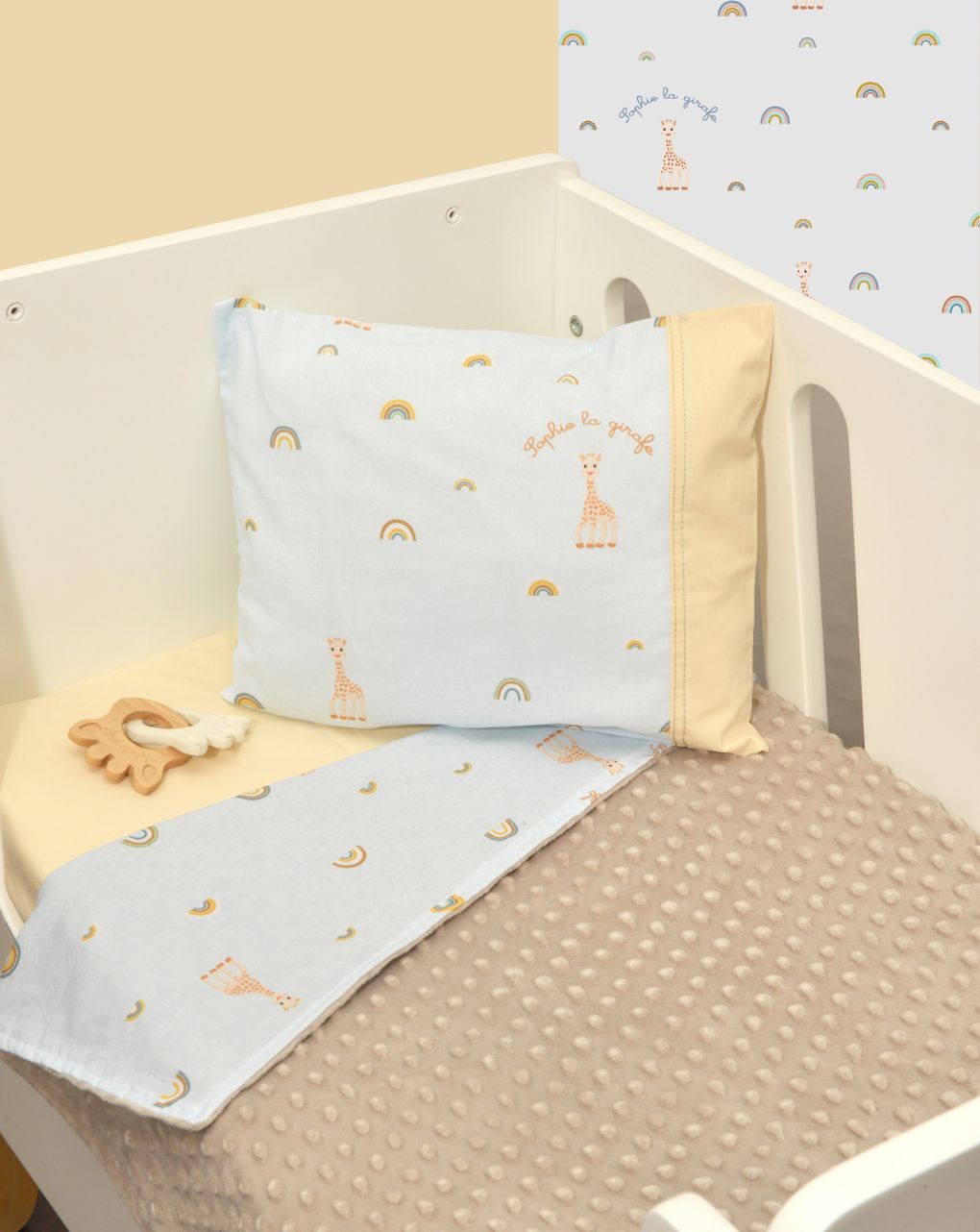 Sophie la girafe κουβέρτα λίκνου διπλής όψης minky σχέδιο 504 46-6725/504