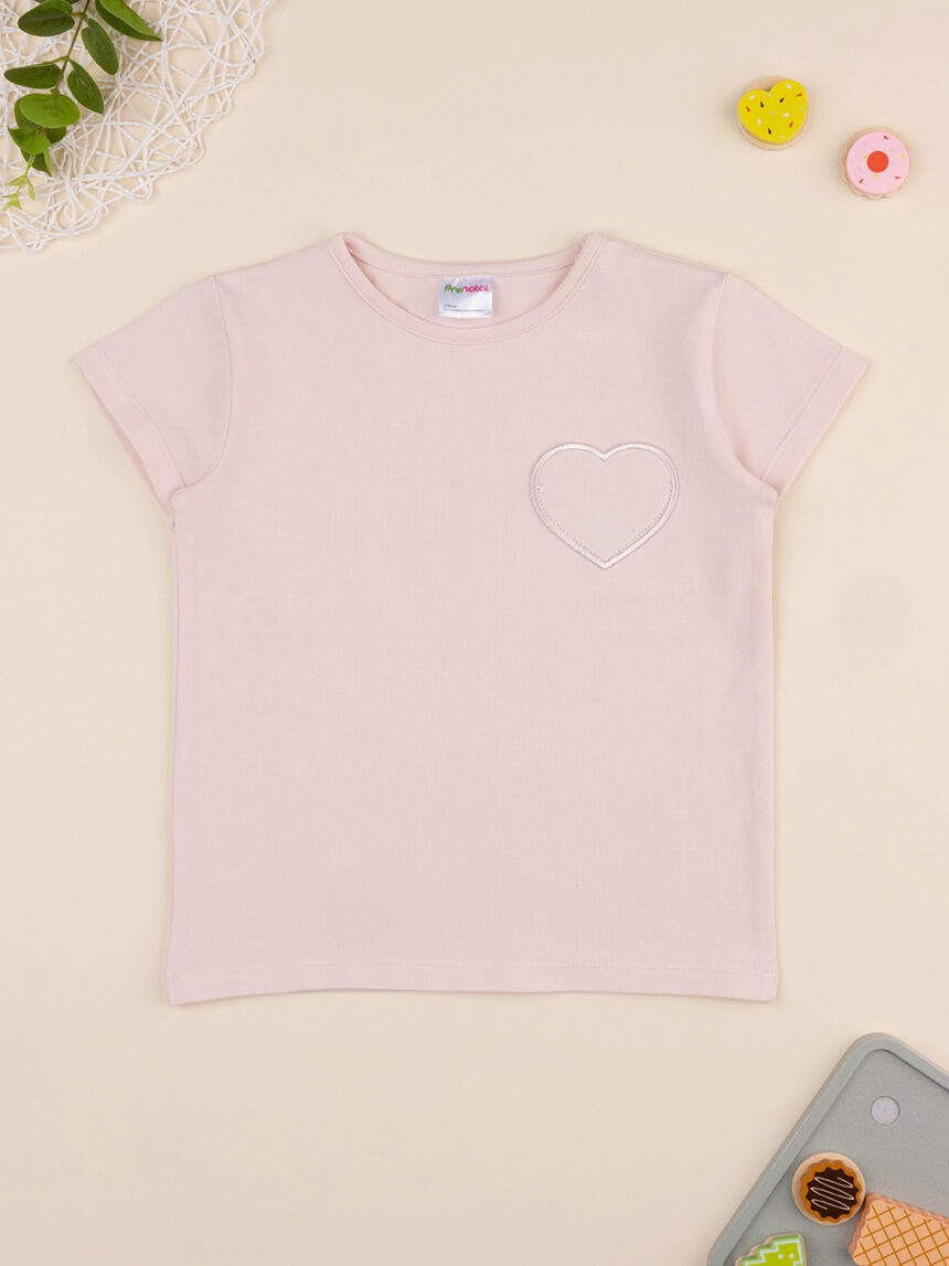 παιδικό t-shirt ροζ με καρδούλα για κορίτσι - Prénatal