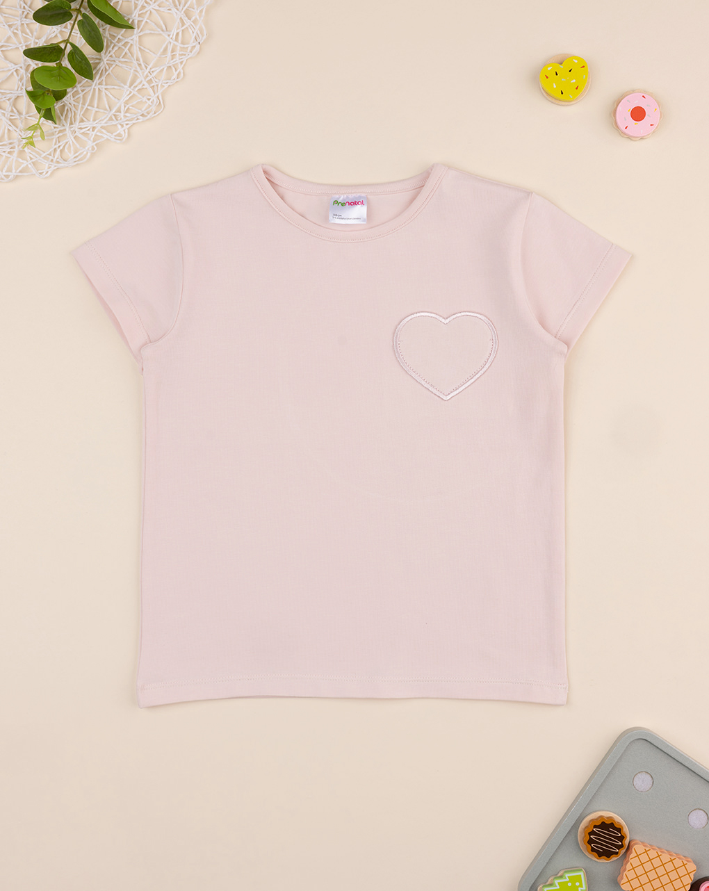 παιδικό t-shirt ροζ με καρδούλα για κορίτσι