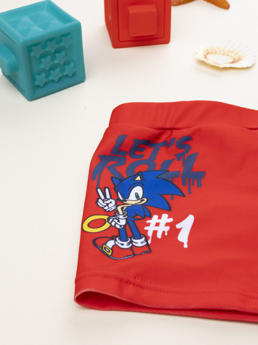 παιδικό μαγιό σορτσάκι κόκκινο sonic για αγόρι - Prénatal