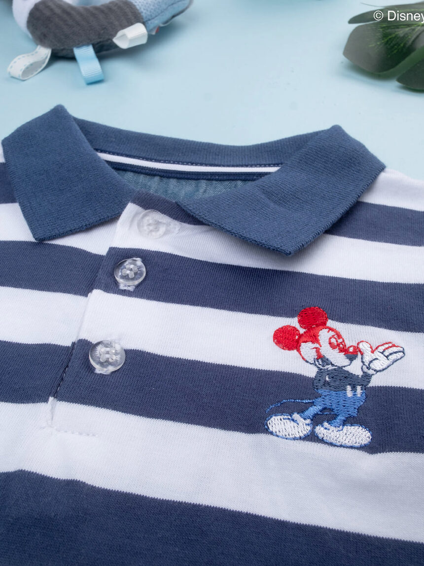 βρεφικό t-shirt πόλο πικέ ριγέ mickey για αγόρι - Prénatal