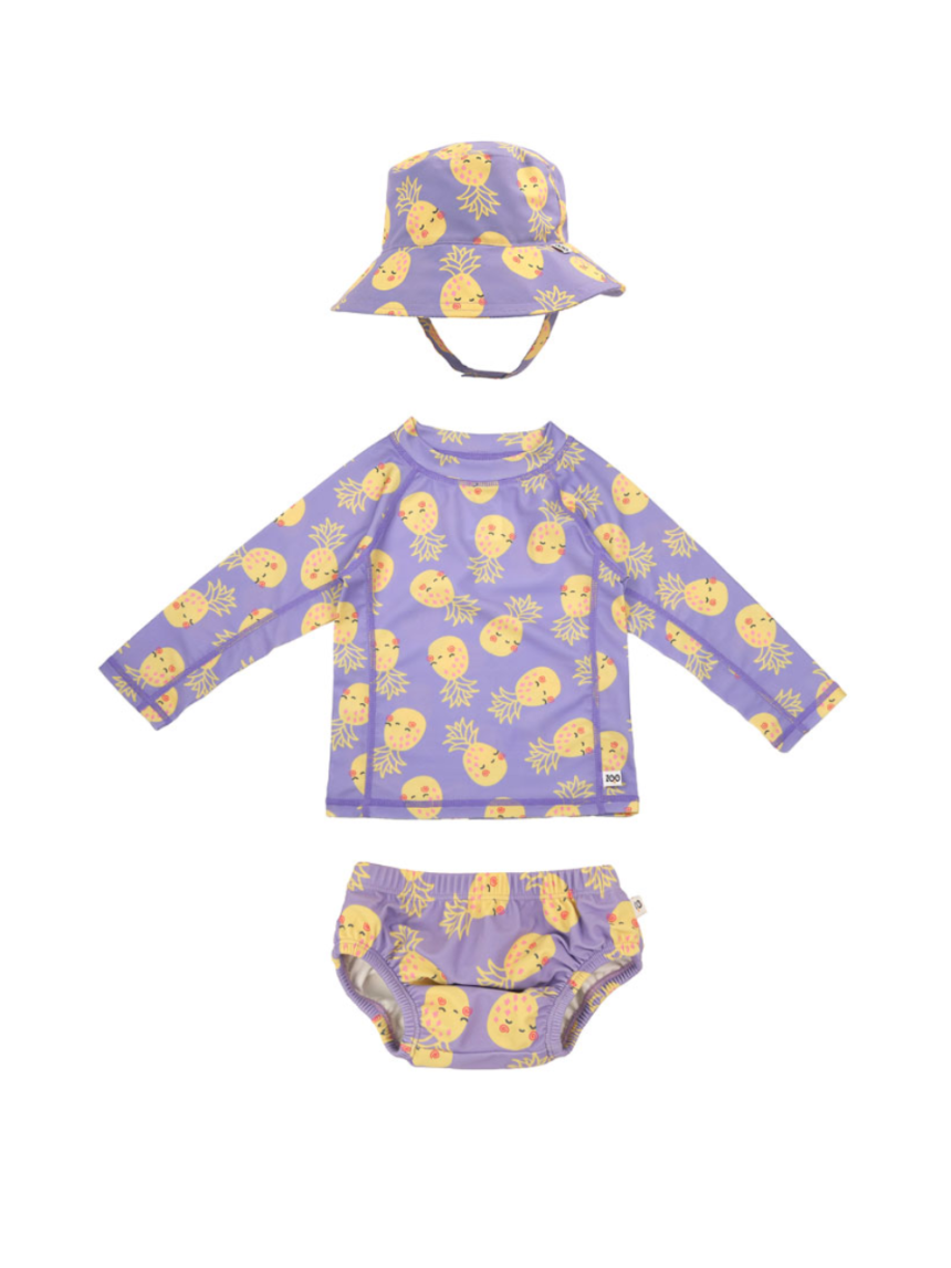 Zoocchini σετ uv μαγιό πάνα, bucket καπέλο & μπλούζα pineapple zoo16016 - Zoocchini