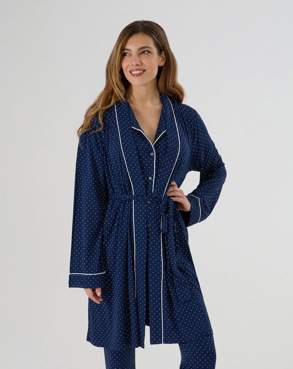 γυναικεία ρόμπα εγκυμοσύνης/θηλασμού μπλε πουά - Prénatal