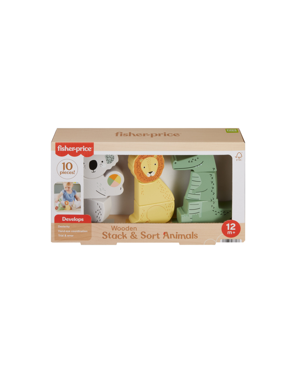 Mattel fisher-price wooden stack & sort animals ξύλινα ζωάκια hxv04 - Fisher-Price