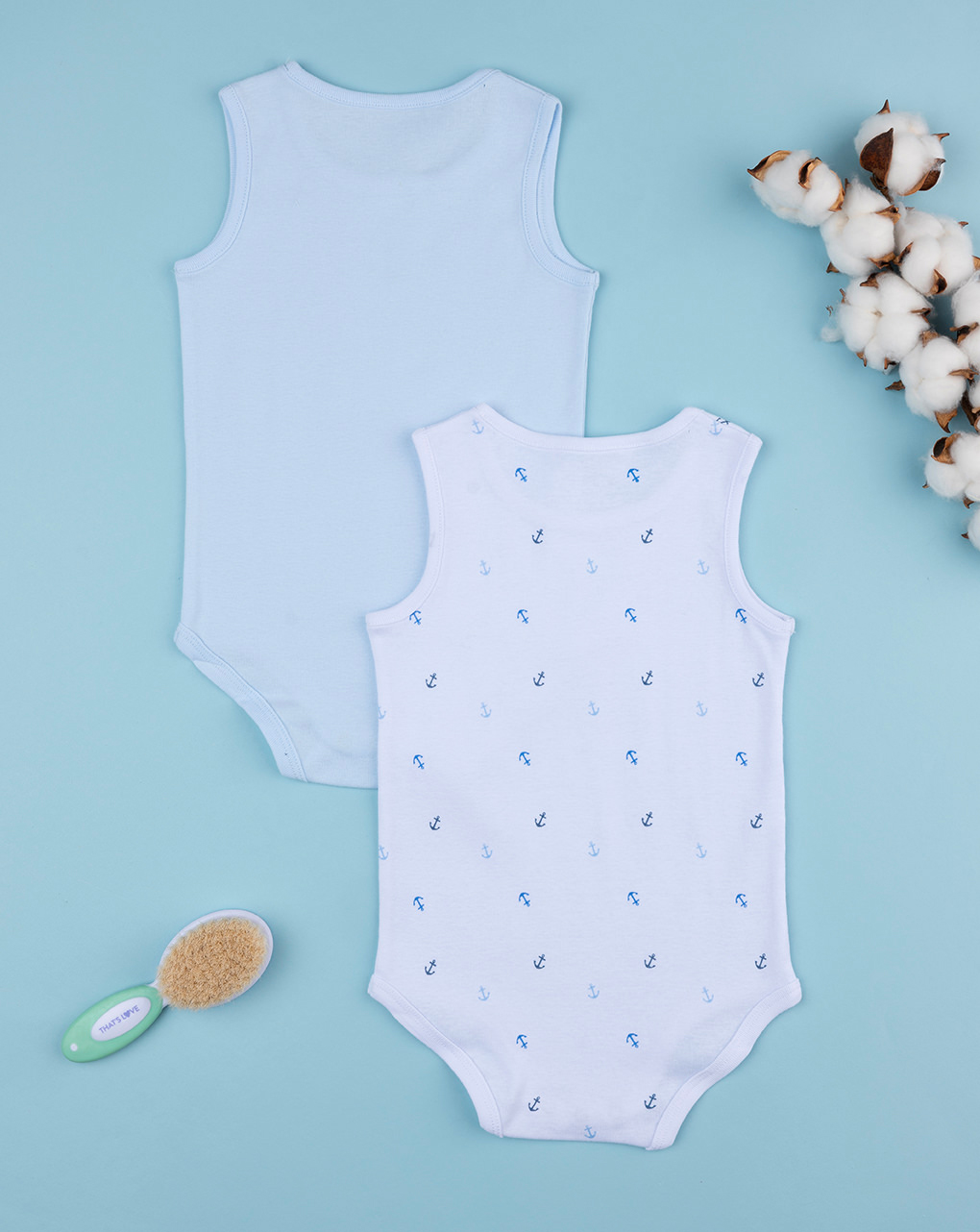 βρεφικά κορμάκια αμάνικα με άγκυρες πακέτο x2 για αγόρι - Prénatal