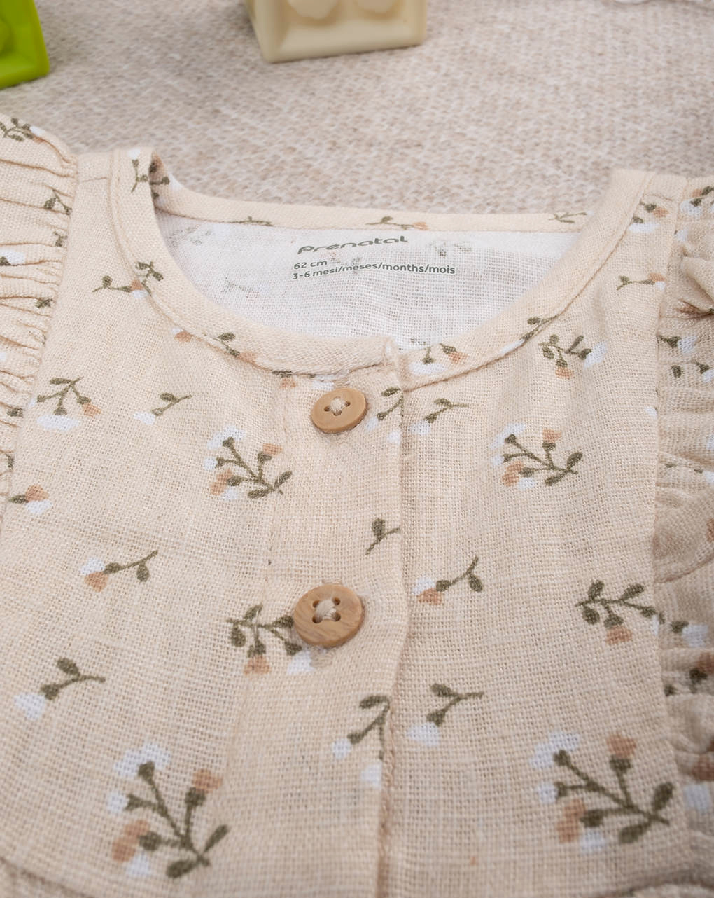 βρεφικό φορμάκι λινό μπεζ φλοράλ για κορίτσι - Prénatal