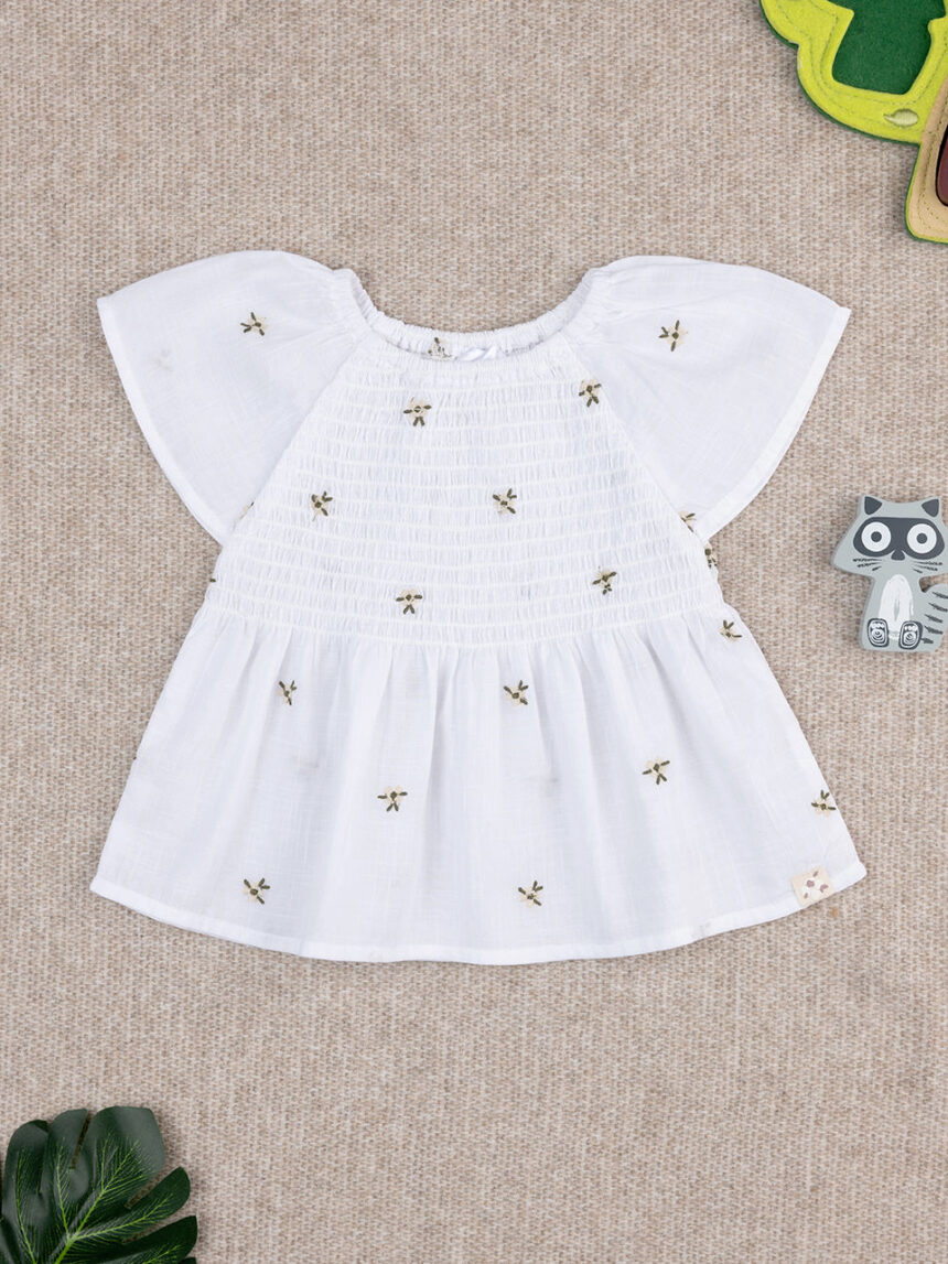 βρεφικό πουκάμισο λευκό φλοράλ για κορίτσι - Prénatal