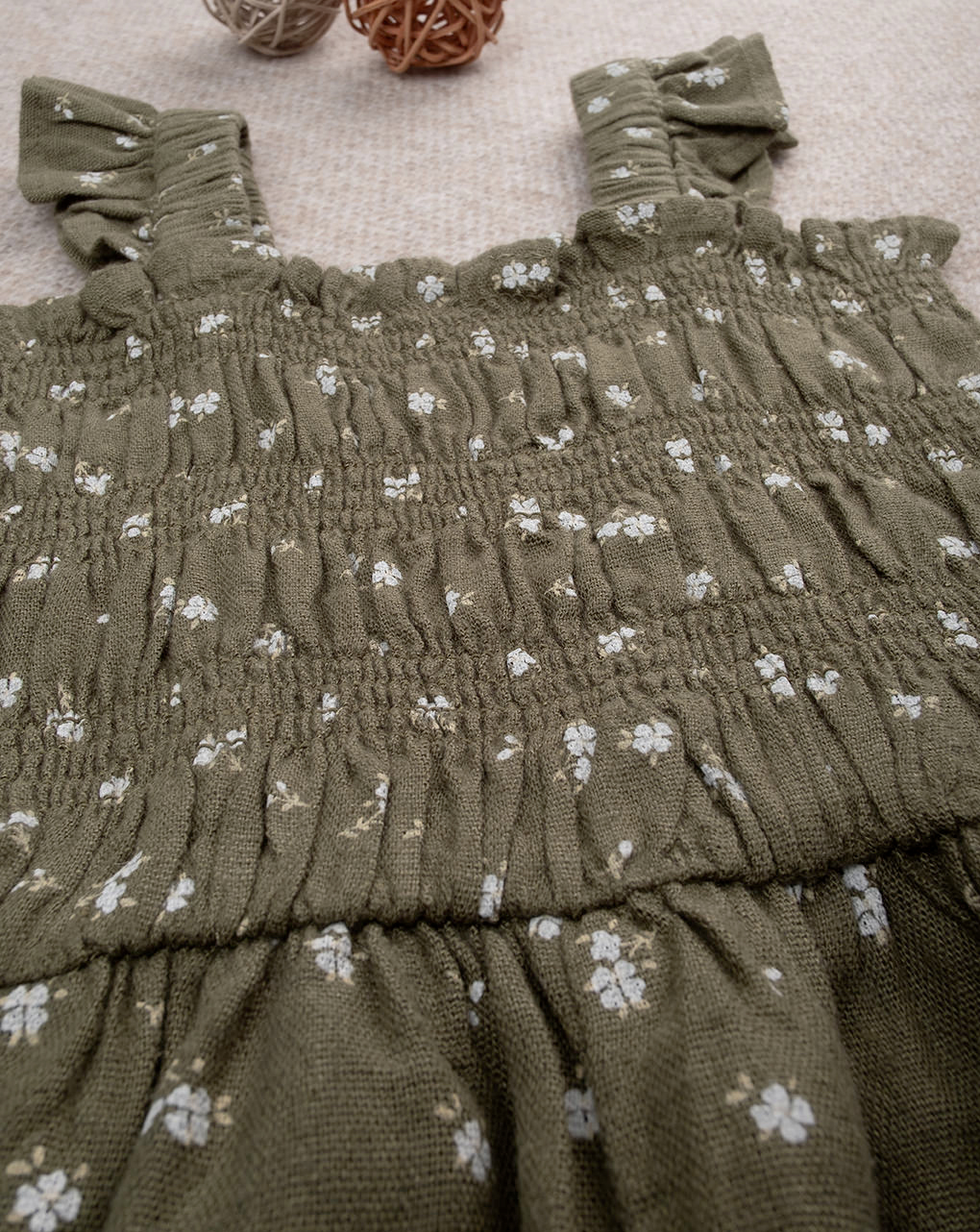 βρεφική ολόσωμη φόρμα χακί φλοράλ για κορίτσι - Prénatal