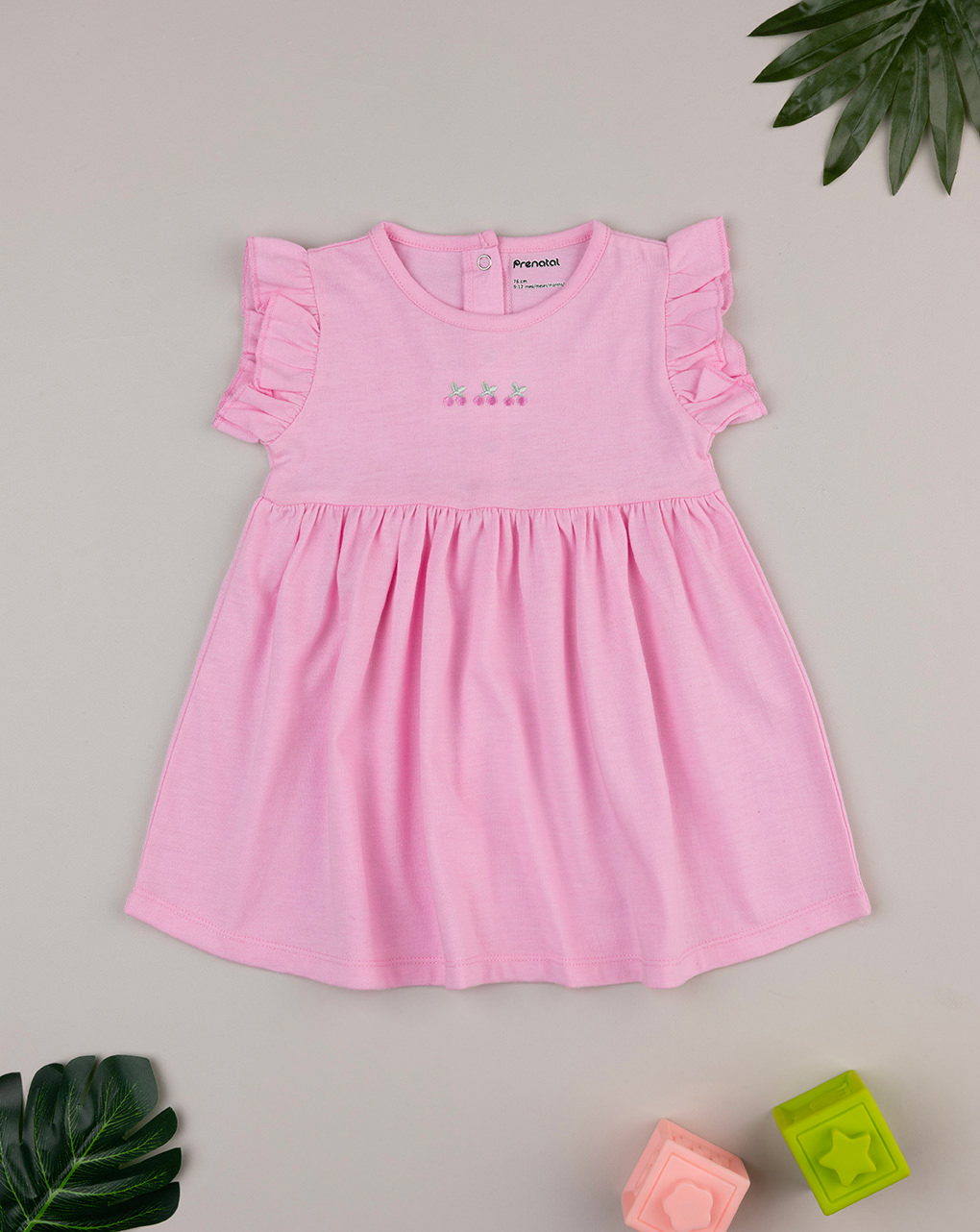βρεφικό φόρεμα ροζ με κεράσια για κορίτσι - Prénatal