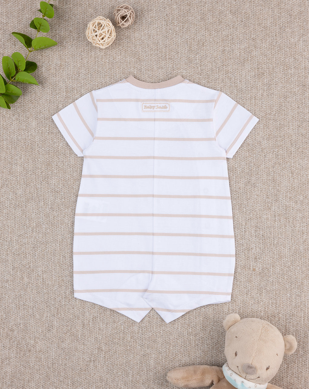 βρεφικό φορμάκι ριγέ καφέ baby smile unisex - Prénatal