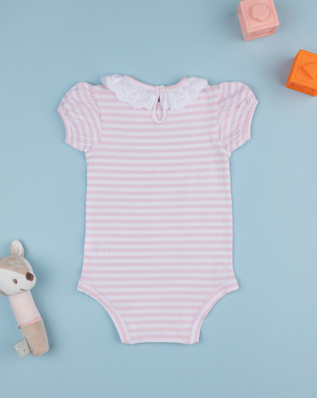 βρεφικό κορμάκι ριγέ ροζ/λευκό sangallo για κορίτσι - Prénatal