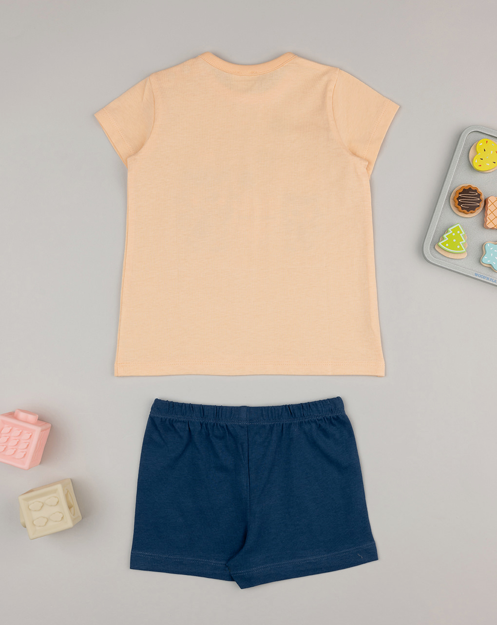 βρεφική πιτζάμα πορτοκαλί/μπλε με γατάκια για κορίτσι - Prénatal