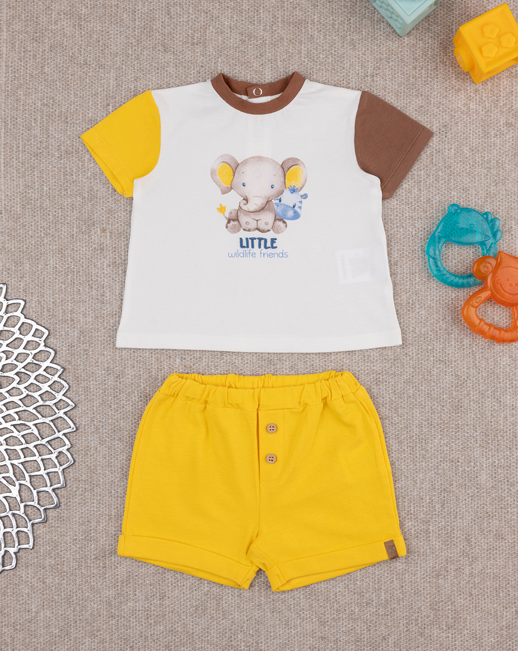 βρεφικό σετ t-shirt και σορτσάκι safari για αγόρι