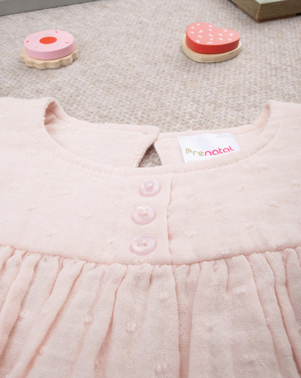 βρεφικό πουκάμισο ροζ με βολάν για κορίτσι - Prénatal