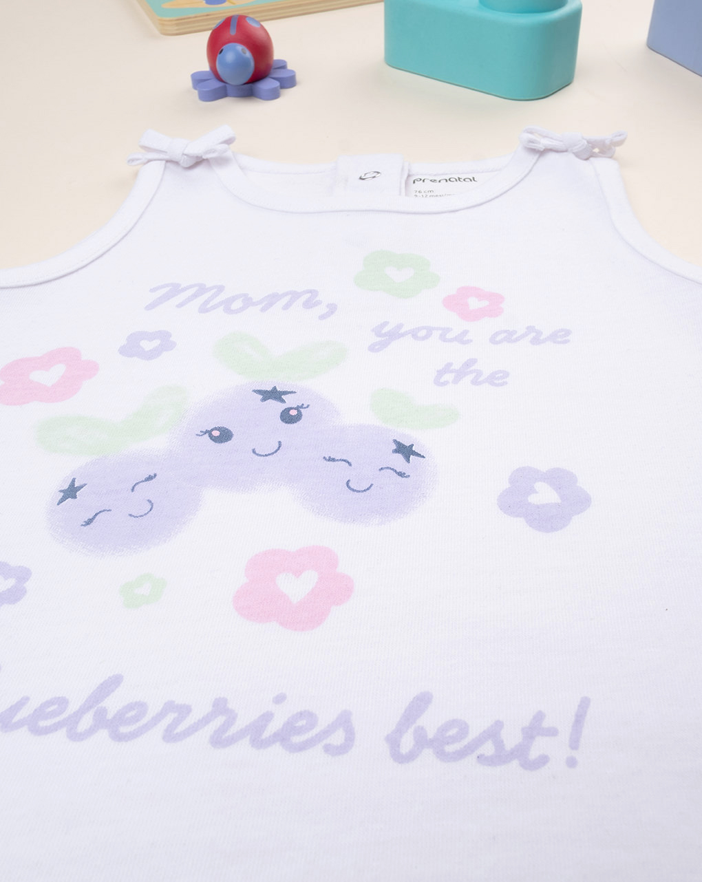 βρεφική αμάνικη μπλούζα λευκή blueberries για κορίτσι - Prénatal