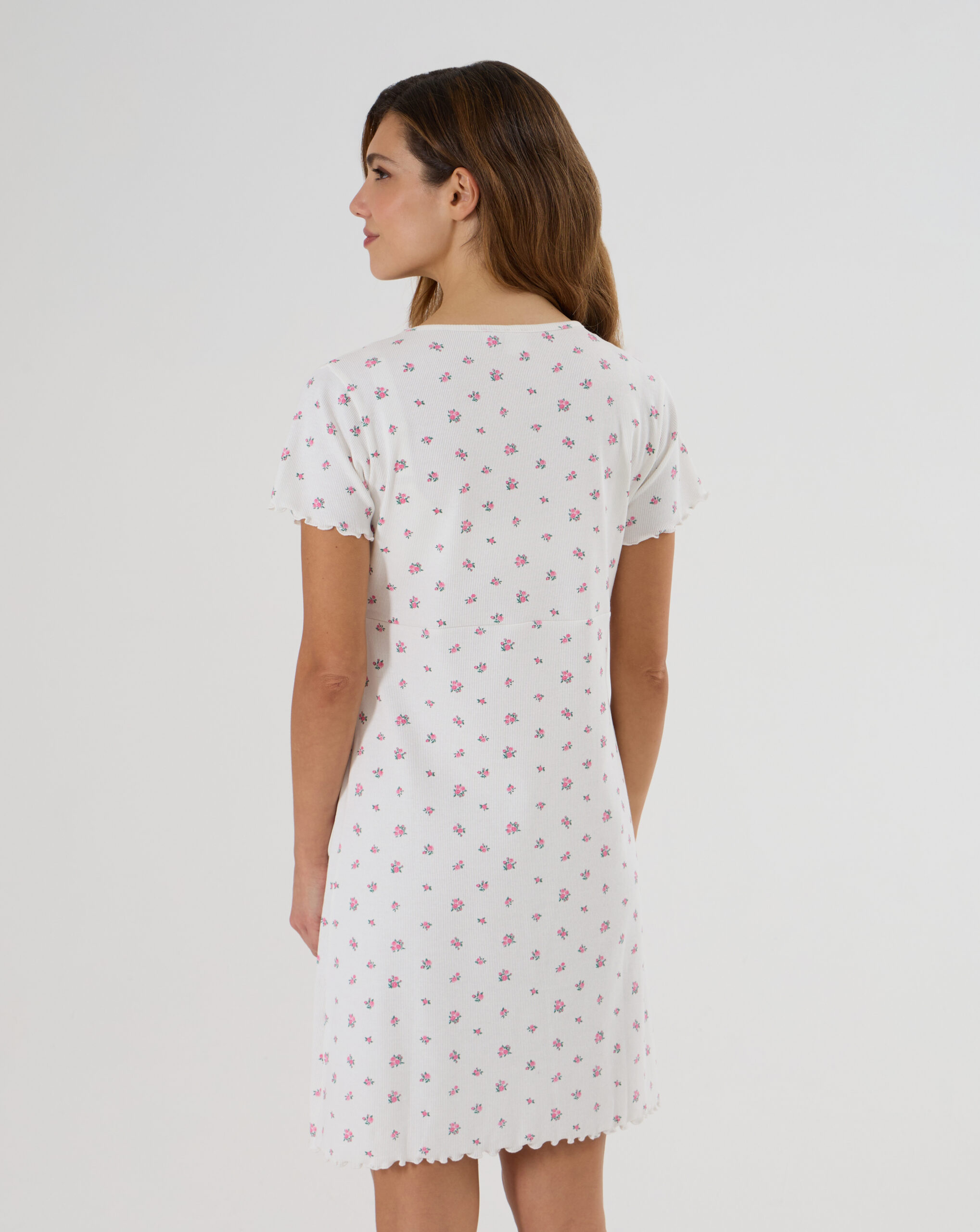 γυναικείο νυχτικό εγκυμοσύνης/θηλασμού λευκό φλοράλ - Prénatal