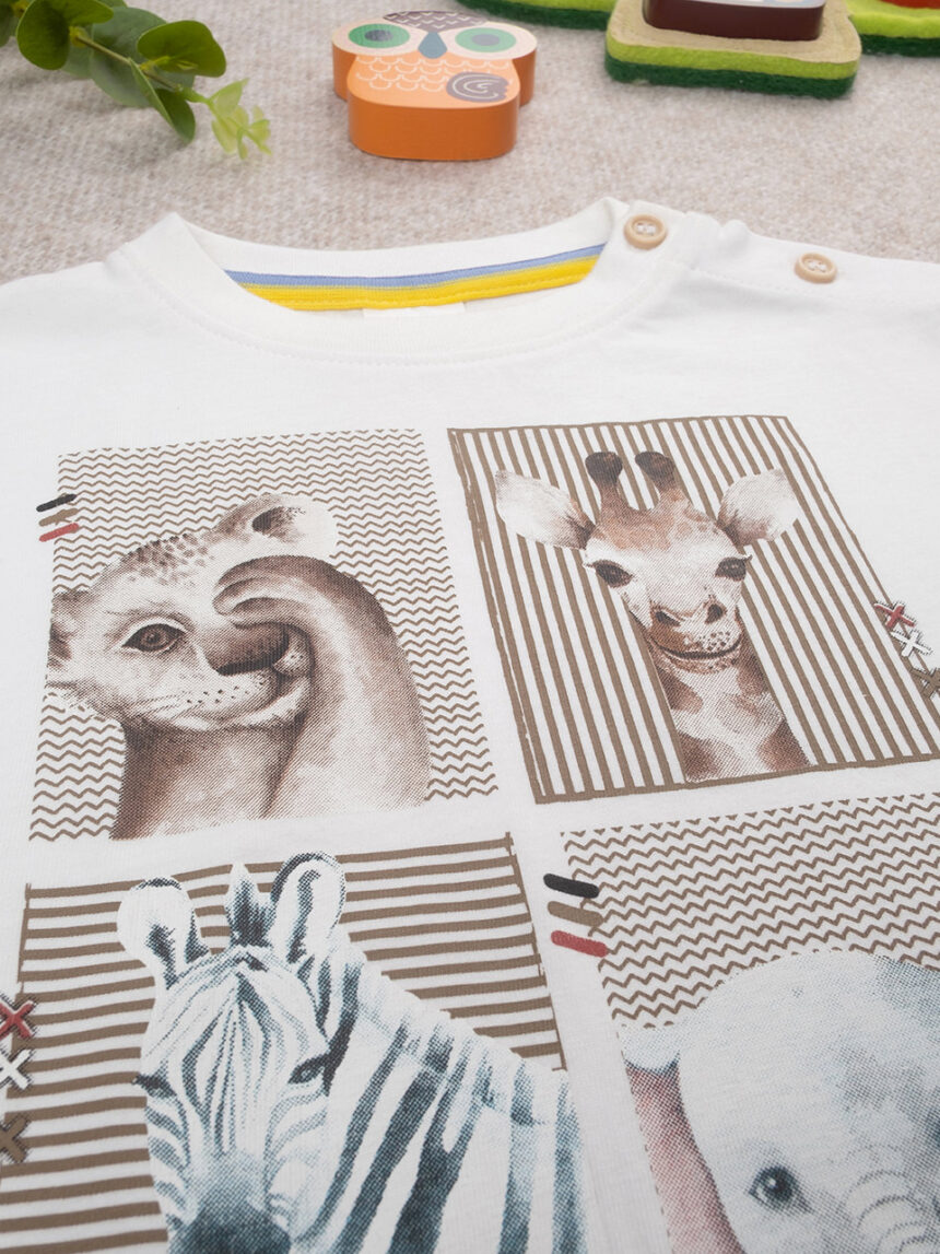 βρεφικό t-shirt λευκό safari για αγόρι - Prénatal