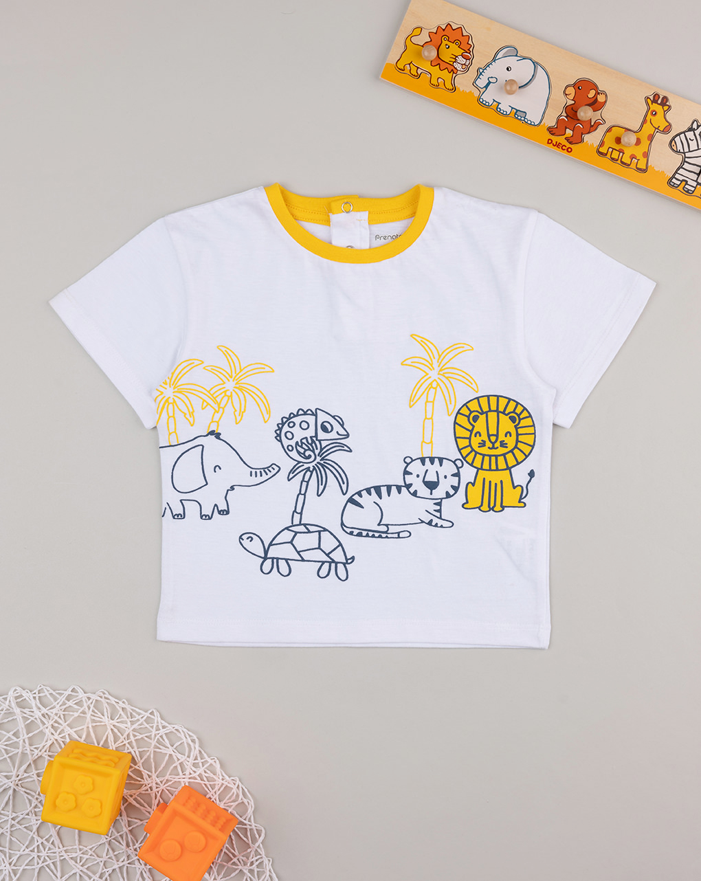 βρεφικό t-shirt λευκό/κίτρινο savana για αγόρι - Prénatal