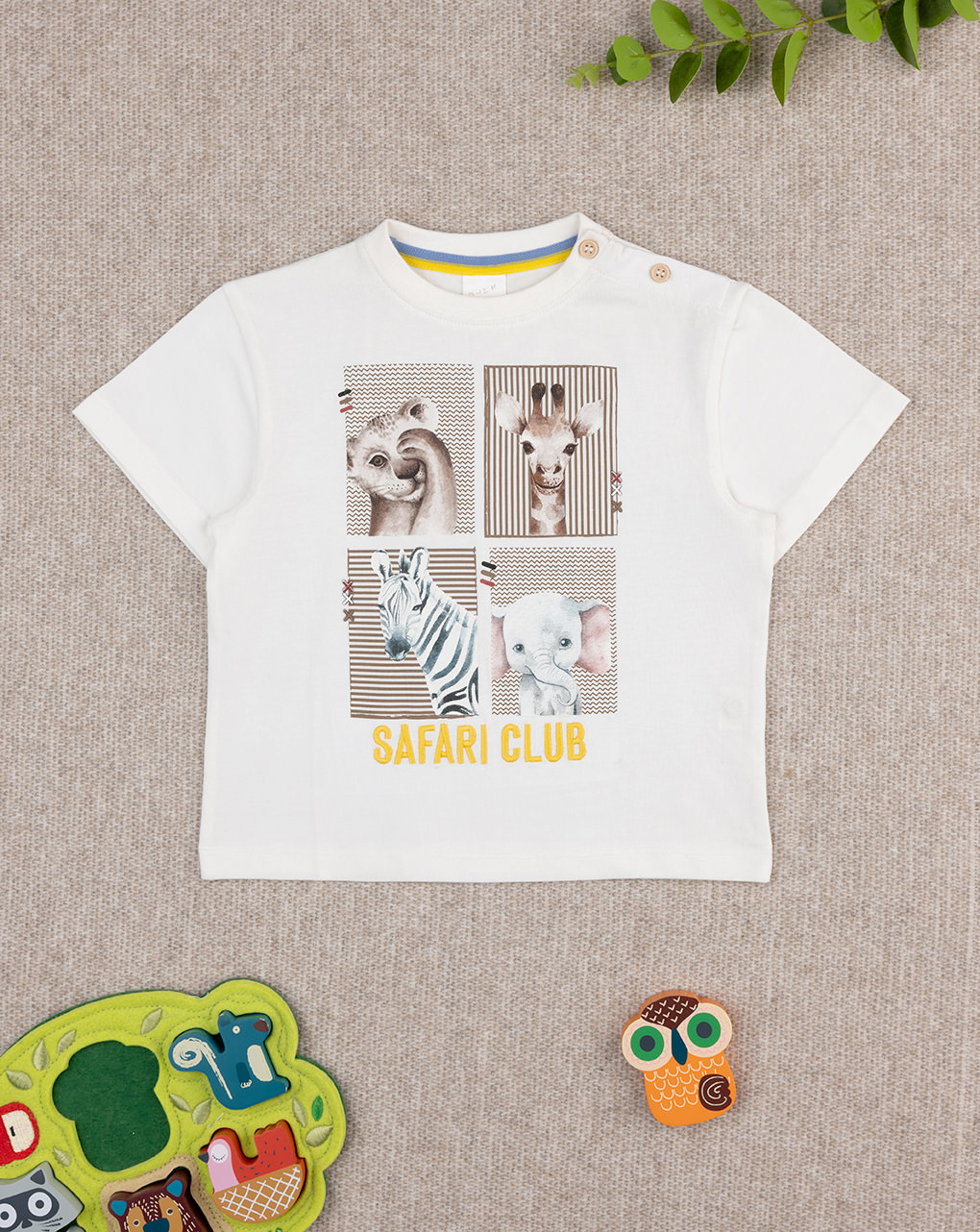 βρεφικό t-shirt λευκό safari για αγόρι