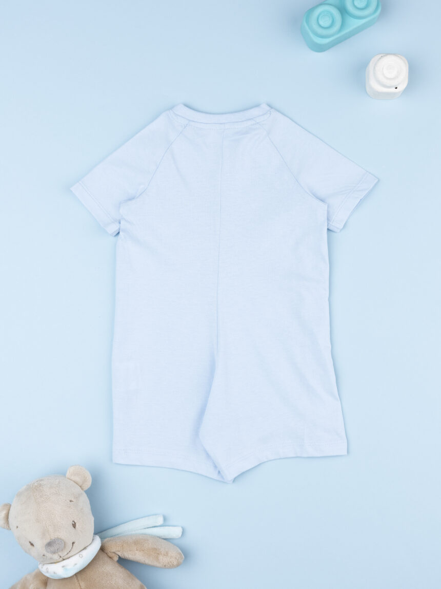 βρεφική πιτζάμα λευκή/μπλε με αρκουδάκι για αγόρι - Prénatal