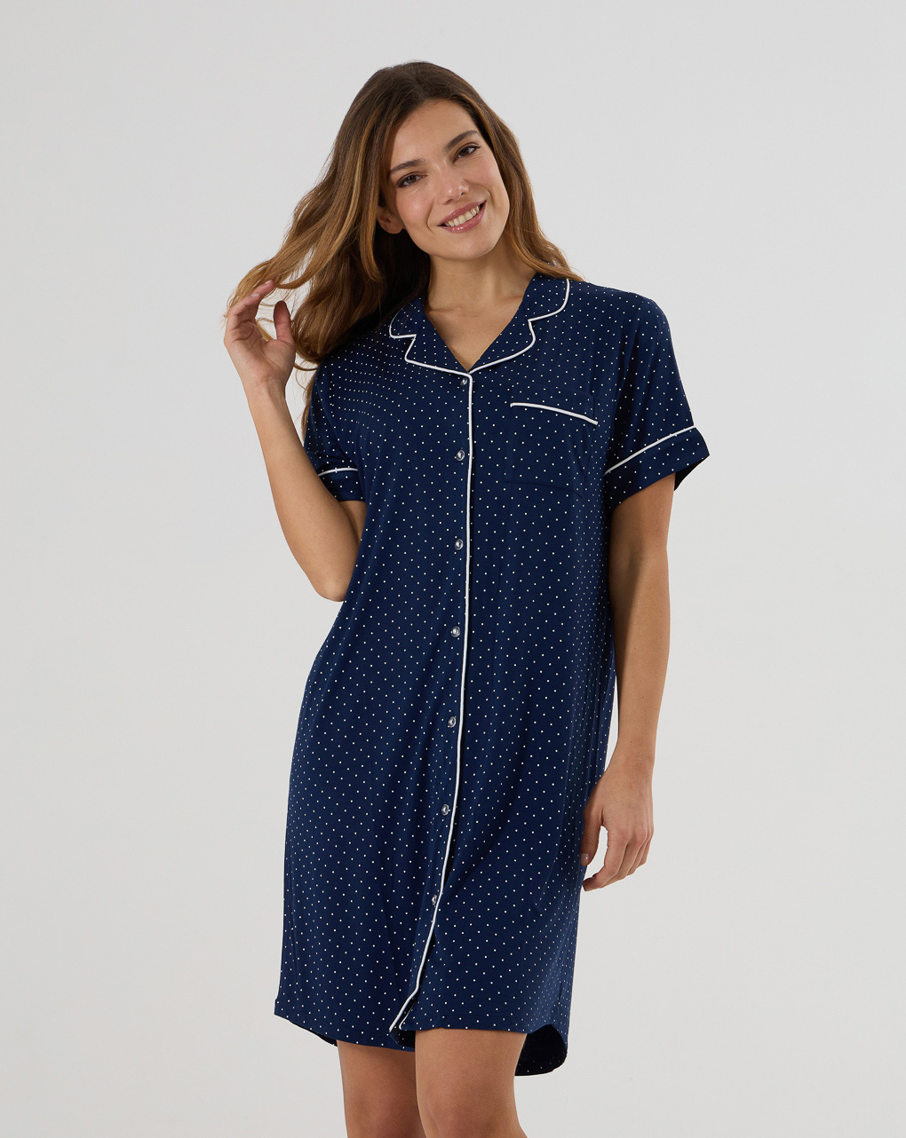 γυναικείο νυχτικό εγκυμοσύνης/θηλασμού μπλε πουά - Prénatal