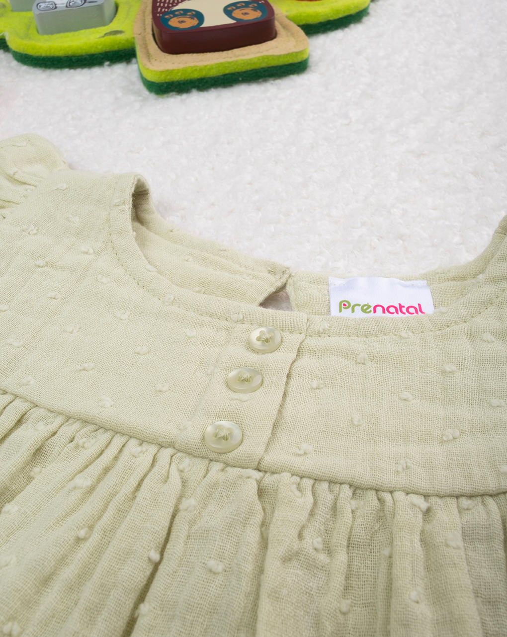 βρεφικό πουκάμισο πράσινο με βολάν για κορίτσι - Prénatal